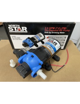 New NorthStar 7.6L (2.0 GPM) Fresh Water RV Pump with filter and fittings